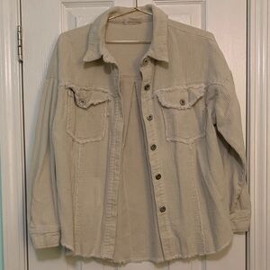 New In Ivory Color Corduroy Style Button Down Jacket Size Small
